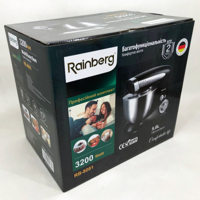 Тестомес миксер Rainberg RB-8081 кухонный комбайн планетарный 3200 Вт, кухонный комбайн