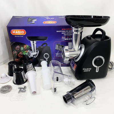 Мясорубка MAGIO MG-270 2200 Вт Мясорубка с насадками для нарезки овощей, Мясорубка электрическая для мяса