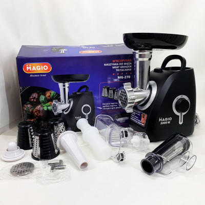 Мясорубка MAGIO MG-270 2200 Вт Мясорубка с насадками для нарезки овощей, Мясорубка электрическая для мяса