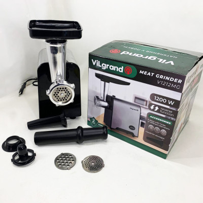 М'ясорубка електрична з нержавіючої сталі VILGRAND V1212MG сталева 1200 Вт