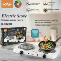 Электрическая плитка RAF 8020B 2000W на две конфорки белая для кухни дачи настольная спиральная
