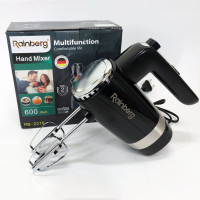 Миксер ручной Rainberg RB-2216 (5 скоростей, 2 насадки и подставка) 600W, мощный миксер блендер ручной