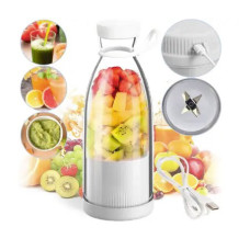 Портативний фітнес-блендер у вигляді пляшки на 420 мл Juicer YC-02 міксер для смузи та коктейлів. Колір: білий