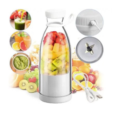 Портативний фітнес-блендер у вигляді пляшки на 420 мл Juicer YC-02 міксер для смузи та коктейлів. Колір: білий Портативний фітнес-блендер у вигляді пляшки на 420 мл Juicer YC-02 міксер для смузи та коктейлів. Колір: білий