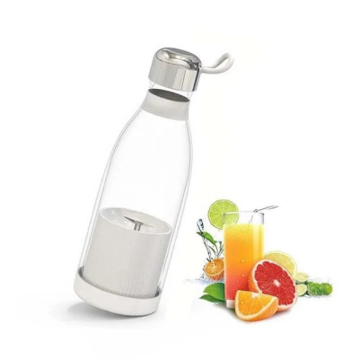 Портативний фітнес-блендер у вигляді пляшки на 420 мл Juicer YC-02 міксер для смузи та коктейлів. Колір: білий