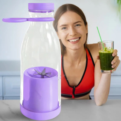 Портативний фітнес-блендер у вигляді пляшки на 420мл Juicer YC-02 міксер для смузи та коктейлів. Колір: фіолетовий