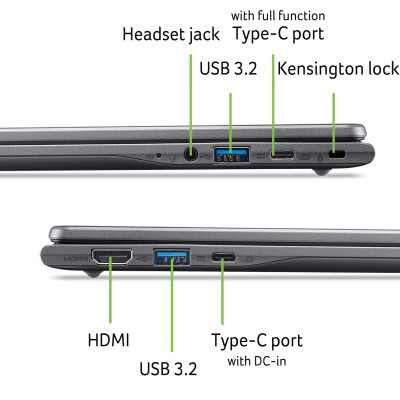 Ноутбук Acer Chromebook Plus CB514-6H 14" WUXGA IPS, Intel 3-N355, 8GB, F256GB, UMA, ChromeOS, сірий