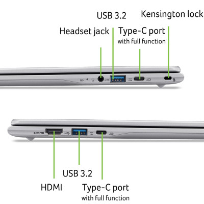 Ноутбук Acer Chromebook CB315-6H 15" FHD IPS, Intel C N150, 8GB, F128GB, UMA, ChromeOS, сріблястий