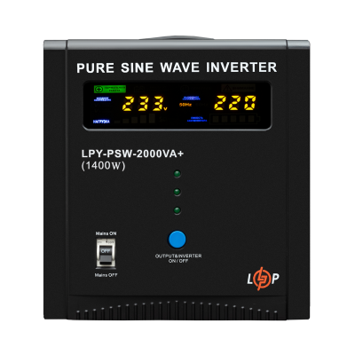 ДБЖ LogicPower LPY-PSW-2000VA+ (1400Вт) 10A/20A з правильною синусоїдою 24V ДБЖ LogicPower LPY-PSW-2000VA+ (1400Вт) 10A/20A з правильною синусоїдою 24V