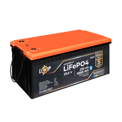 Акумулятор LP LiFePO4 25,6V - 230 Ah (5888Wh) (BMS 200A/100А) пластик Smart BT