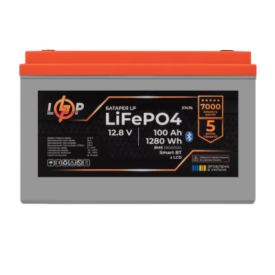 Аккумулятор LP LiFePO4 12,8V - 100 Ah (1280Wh) (BMS 100A/50А) пластик LCD Smart BT Аккумулятор LP LiFePO4 12,8V - 100 Ah (1280Wh) (BMS 100A/50А) пластик LCD Smart BT