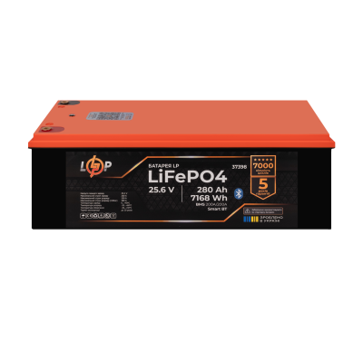 Акумулятор LP LiFePO4 25,6V - 280 Ah (7168Wh) (BMS 200A/200А) пластик Smart BT