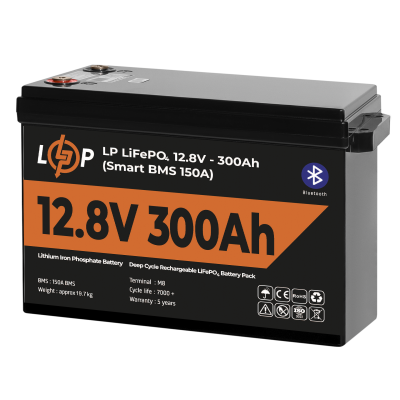 Аккумулятор LP LiFePO4 12,8V - 300 Ah (3840Wh) (Smart BMS 200А) с BT пластик