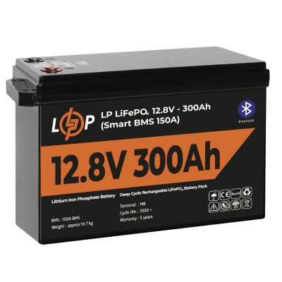 Аккумулятор LP LiFePO4 12,8V - 300 Ah (3840Wh) (Smart BMS 200А) с BT пластик