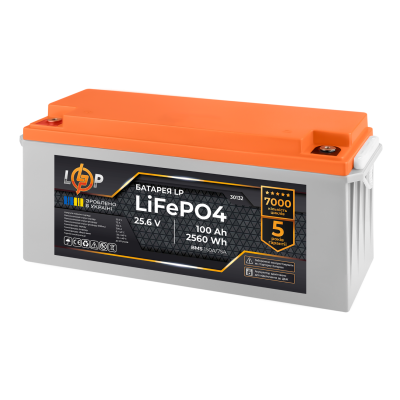 Аккумулятор LP LiFePO4 25,6V - 100 Ah (2560Wh) (BMS 150A/75А) пластик для ИБП
