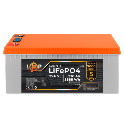 Аккумулятор LP LiFePO4 для ИБП LCD 24V (25,6V) - 230 Ah (5888Wh) (BMS 150A/75A) пластик Аккумулятор LP LiFePO4 для ИБП LCD 24V (25,6V) - 230 Ah (5888Wh) (BMS 150A/75A) пластик