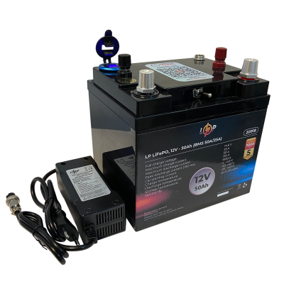 Аккумулятор LP LiFePO4 универсальный с зарядным устройством 12V (12,8V) - 50 Ah (640Wh) (BMS 50A/25А) пластик