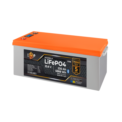 Аккумулятор LP LiFePO4 25,6V - 230 Ah (5888Wh) (BMS 200A/200А) пластик LCD Smart BT