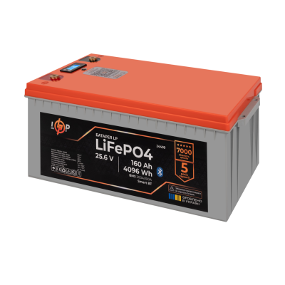 Аккумулятор LP LiFePO4 25,6V - 160 Ah (4096Wh) (BMS 200A/100А) пластик LCD Smart BT