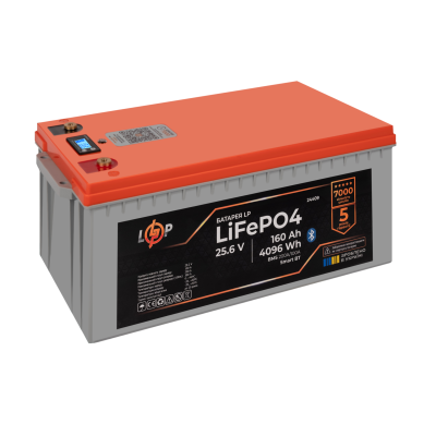 Аккумулятор LP LiFePO4 25,6V - 160 Ah (4096Wh) (BMS 200A/100А) пластик LCD Smart BT