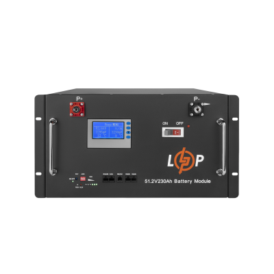 Аккумулятор LP LiFePO4 48V (51,2V) – 230 Ah (11776Wh) (Smart BMS 200A) с LCD RM RS485/CAN