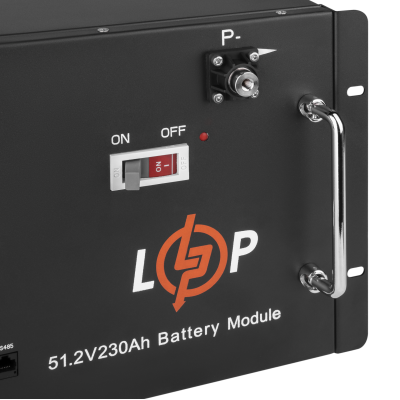 Аккумулятор LP LiFePO4 48V (51,2V) – 230 Ah (11776Wh) (Smart BMS 200A) с LCD RM RS485/CAN