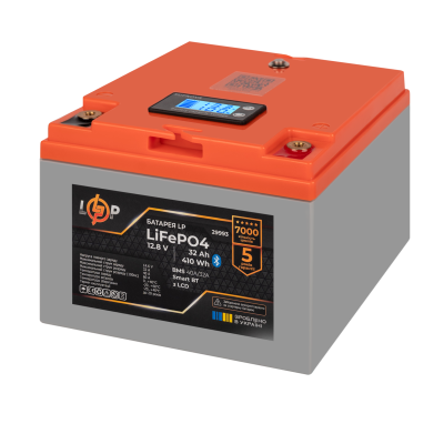 Акумулятор LP LiFePO4 12,8V - 32 Ah (410Wh) (BMS 40А/32A) пластик LCD Smart BT