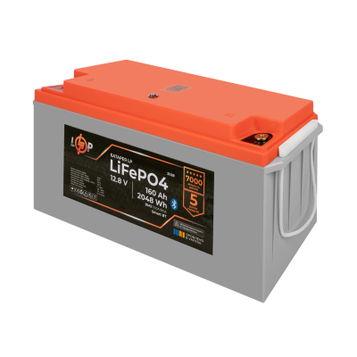 Аккумулятор LP LiFePO4 12,8V - 160 Ah (2048Wh) (BMS 100A/80А) пластик Smart BT