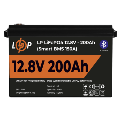 Аккумулятор LP LiFePO4 12V (12,8V) - 200 Ah (2560Wh) (Smart BMS 150А) с BT пластик