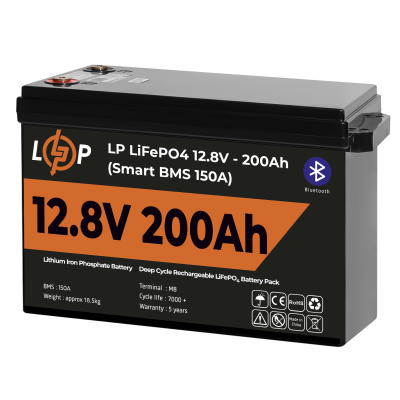 Аккумулятор LP LiFePO4 12V (12,8V) - 200 Ah (2560Wh) (Smart BMS 150А) с BT пластик