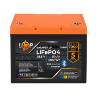 Аккумулятор LP LiFePO4 25,6V - 50 Ah (1280Wh) (BMS 80A/50А) пластик Smart BT
