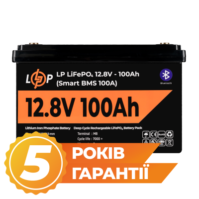 Аккумулятор LP LiFePO4 12V (12,8V) - 100 Ah (1280Wh) (Smart BMS 100А) с BT пластик Аккумулятор LP LiFePO4 12V (12,8V) - 100 Ah (1280Wh) (Smart BMS 100А) с BT пластик