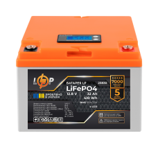 Аккумулятор LP LiFePO4 12,8V - 32 Ah (410Wh) (BMS 50А/25A) пластик LCD для ИБП