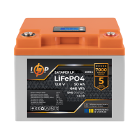 Акумулятор LP LiFePO4 LCD 12V (12,8V) - 50 Ah (640Wh) (BMS 50A/25A) пластик