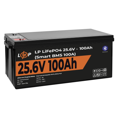 Аккумулятор LP LiFePO4 24V (25,6V) - 100 Ah (2560Wh) (Smart BMS 100А) с BT пластик