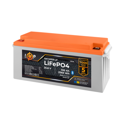 Акумулятор LP LiFePO4 25,6V - 100 Ah (2560Wh) (BMS 80А/50) пластик Smart BT