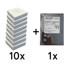 DS-7104NI-Q1(D) 10 шт + DS20HKVS-VX1 Комплект Hikvision