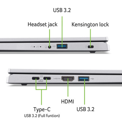 Ноутбук Acer Aspire Go AG15-21P 15.6" IPS FHD, AMD R3-7320U, 16GB, F512GB, UMA, Lin, серебристый