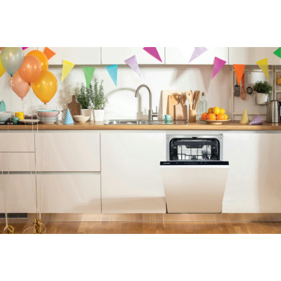 Посудомийна машина Gorenje вбудована, 11компл., A++, 45см, AquaStop, 3й кошик, білий