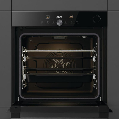 Духова шафа Gorenje електрична, 77л, A+, пара, дисплей, готування на різних рівнях, піроліз, Wi-Fi, чорний