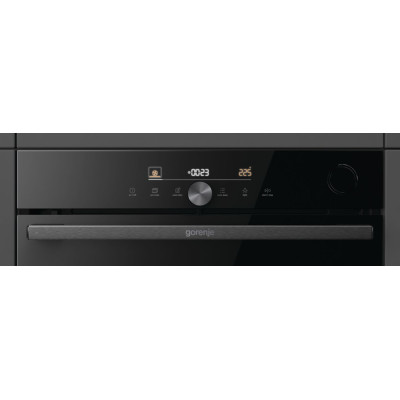 Духова шафа Gorenje електрична, 77л, A+, пара, дисплей, готування на різних рівнях, піроліз, Wi-Fi, чорний