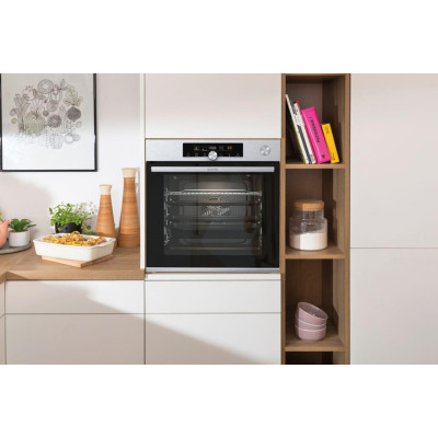 Духова шафа Gorenje електрична, 77л, A+, пара, пригот. на кількох рівнях, дисплей, нерж