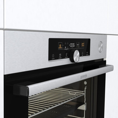 Духова шафа Gorenje електрична, 77л, A+, пара, пригот. на кількох рівнях, дисплей, нерж