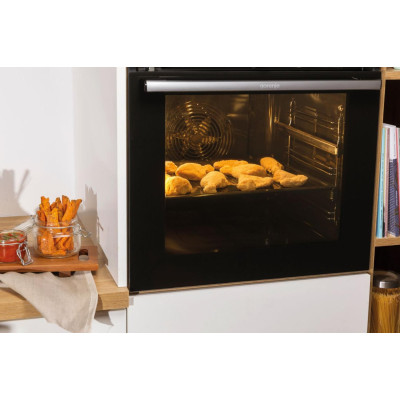 Духова шафа Gorenje електрична, 77л, A+, пара, пригот. на кількох рівнях, дисплей, нерж