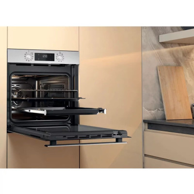 Духова шафа Whirlpool електрична, 71л, A+, дисплей, конвекція, телескопічні напрямні, нерж.