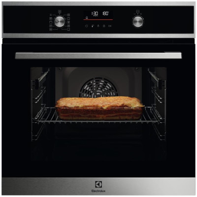 Духовой шкаф Electrolux электрический, 65л, A+, дисплей, конвекция, пиролиз, телескопические направляющие, черный