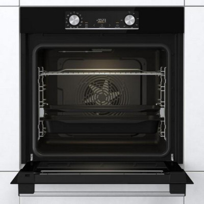 Духова шафа Gorenje електрична, 77л, A+, дисплей, ф-я без додавання жиру, чорний