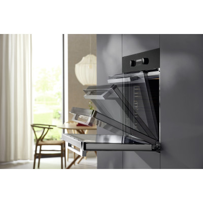 Духовой шкаф Miele H 2861 B Clean Steel электрический, 76л, A+, дисплей, конвекция, телескопические направляющие, черный