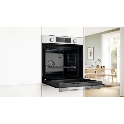Духовой шкаф Bosch электрический, 76л, A, дисплей, конвекция, телескопические направляющие, белый