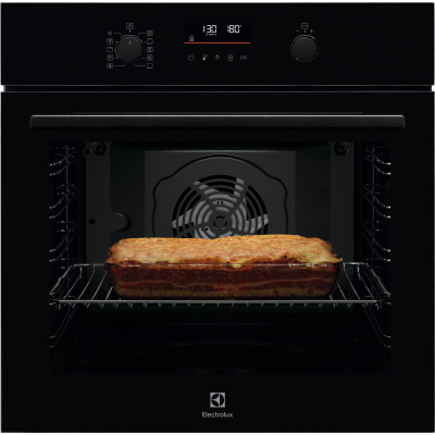 Духовой шкаф Electrolux электрический, 72л, A++, дисплей, конвекция, пиролиз, телескопические направляющие, черный
